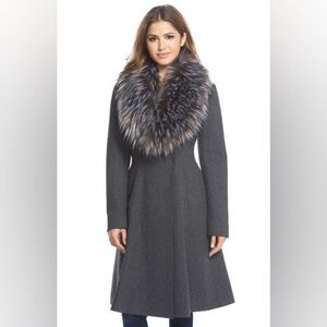 Vera Wang Winter Coat Faux Fur Collar